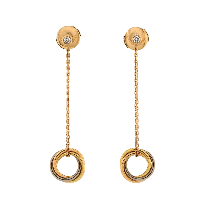 Trinity Diamond Drop Earrings 18K Tricolor Gold