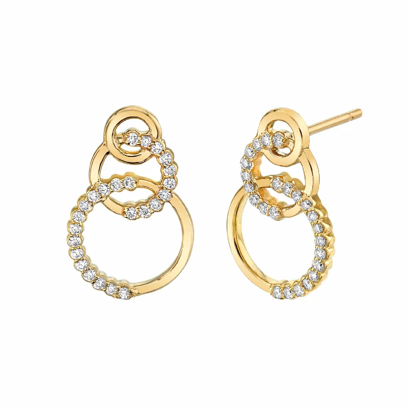 Triple Circle Diamond Drop Earrings