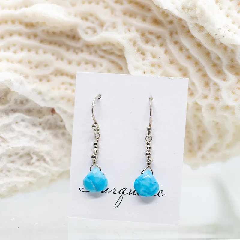 Turquoise Silver Raindrop Earrings