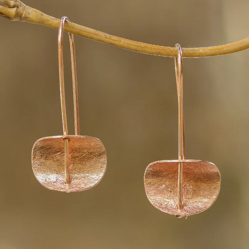 Urban Minimalism Modern Rose Gold Plated Sterling Silver Drop Earrings