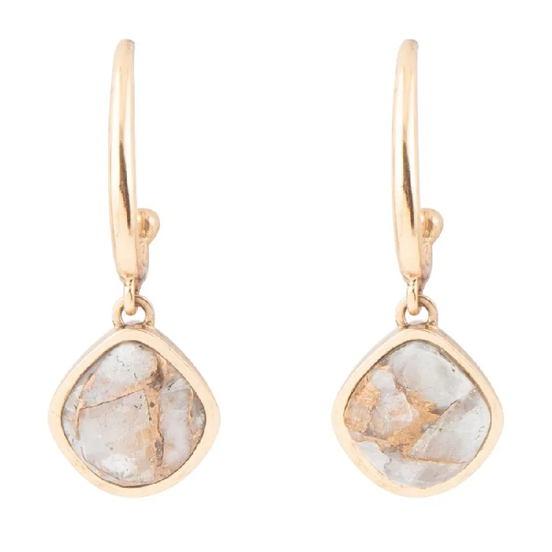 White and Golded Calcite Drop Earrings