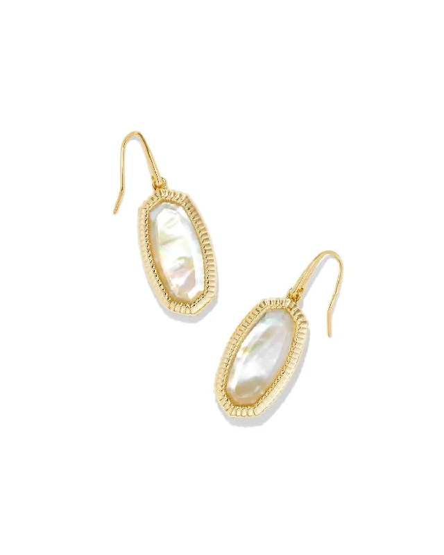 Women's Dani Gold Ridge Frame Drop Earrings In Golden Abalone