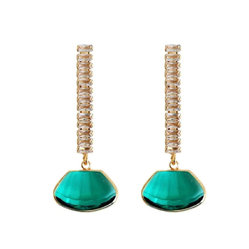 Women's Rhinestone Drop Earrings In Emerald