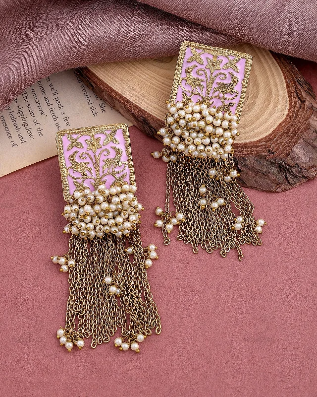 Zeenat Golden Dangler Earrings - RANG