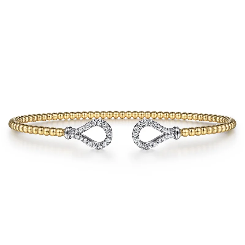 14k 2-Tone Bujukan Diamond Teardrops Bangle