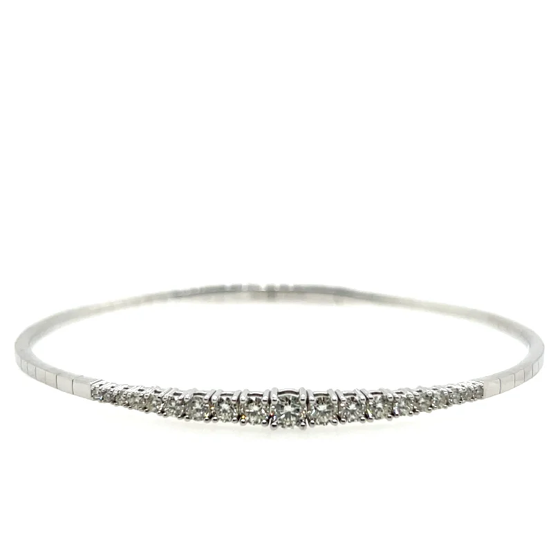 14K White Gold Diamond Bangle