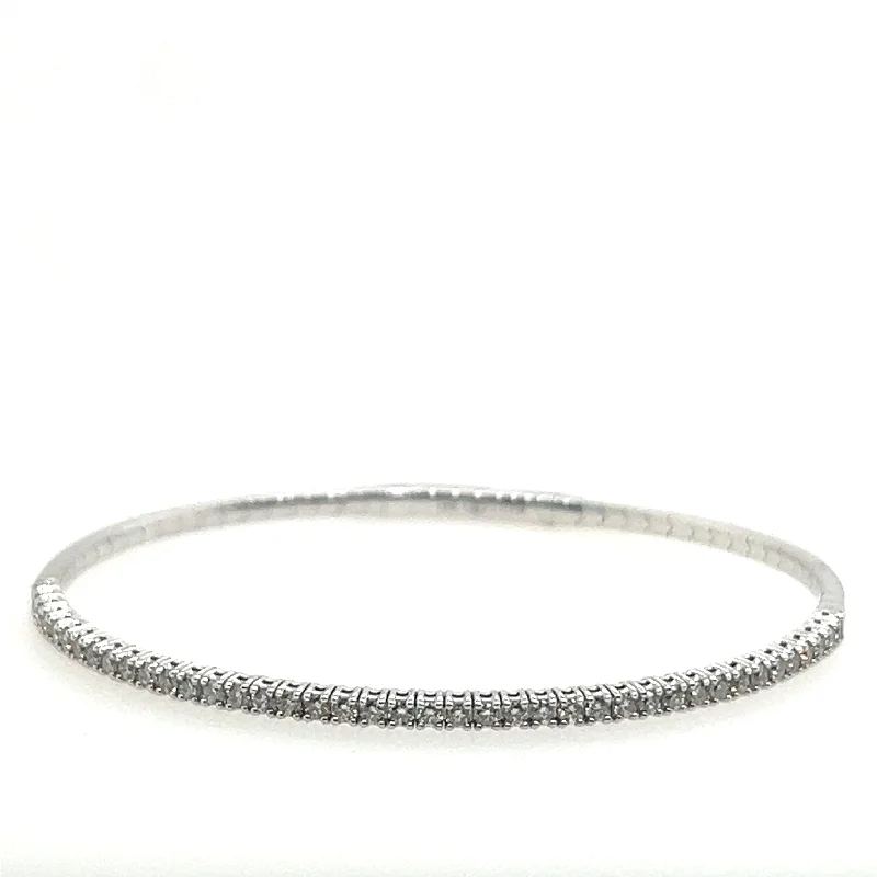 14K White Gold Diamond Bangle