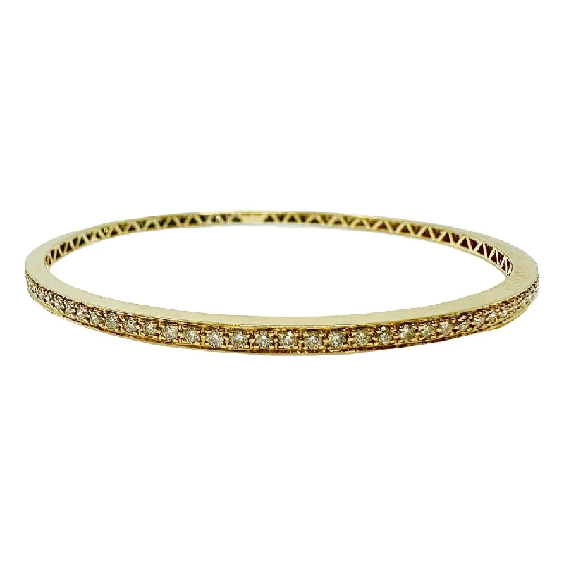 18K Gold Bangle Bracelet with 100 Full Cut Diamonds