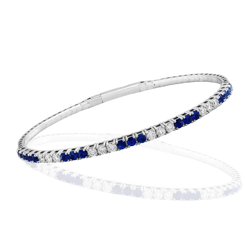 18K White Gold Sapphire and Diamond Bangle