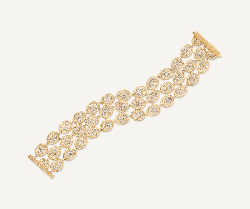 18K Yellow Gold 3-Strand Diamond Pavé Bracelet