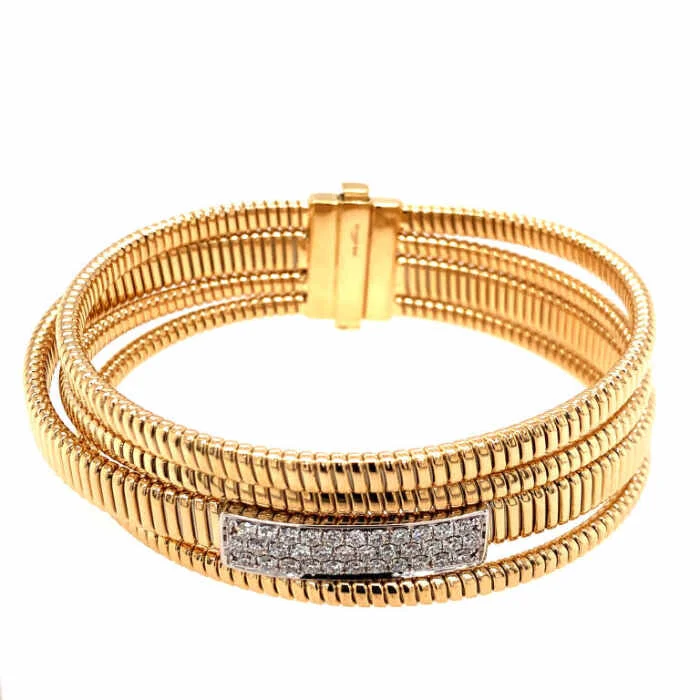 18K Yellow Gold Diamond Bangle Bracelet