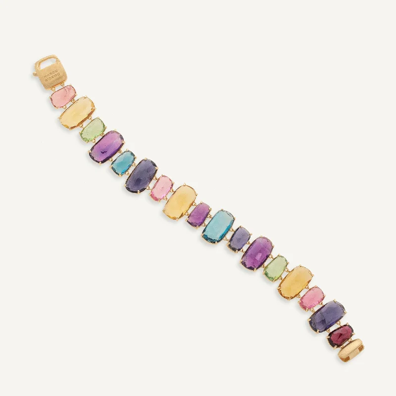 18K Yellow Gold Statement Round Gemstone Bracelet