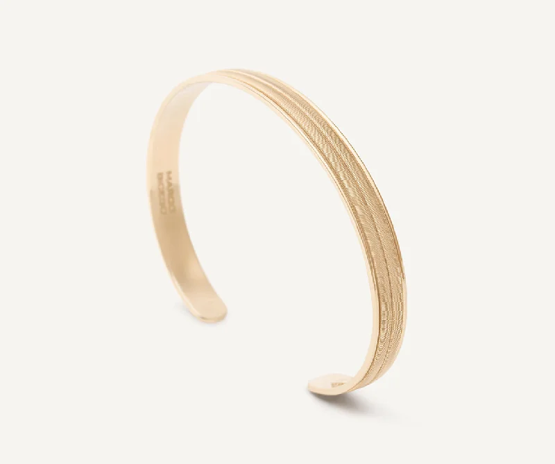 18K Yellow Gold Unisex Coil Bangle, Large Width