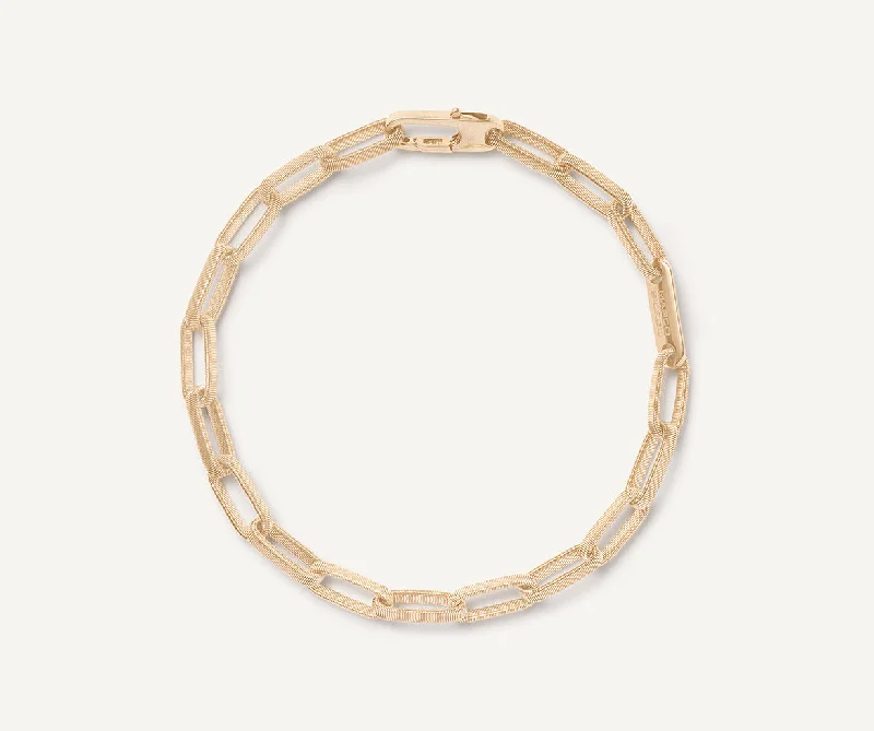 18K Yellow Gold Unisex Coil Link Bracelet, Medium