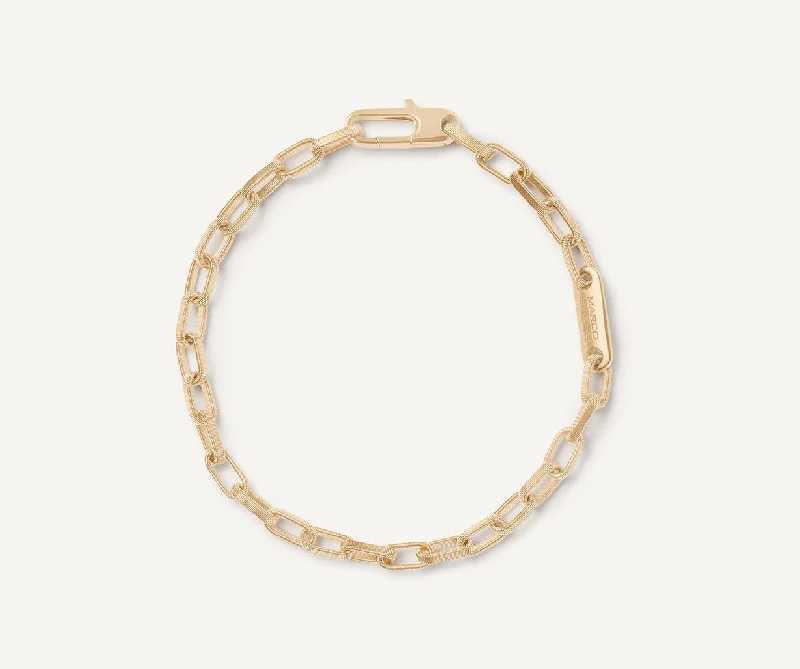 18K Yellow Gold Unisex Coil Link Bracelet, Small