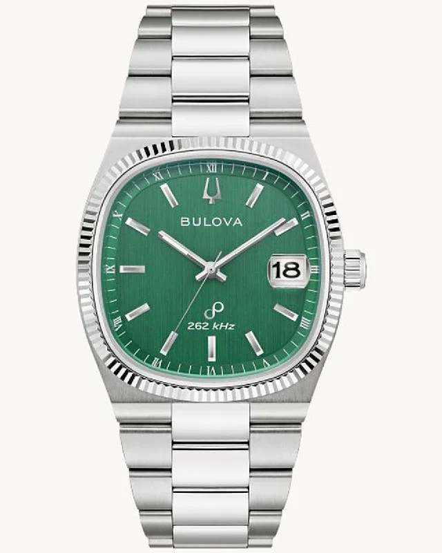 Bulova Super Seville Mens Watch with Green Dial and Stainless Steel Bracelet (Precisionist quartz movement)