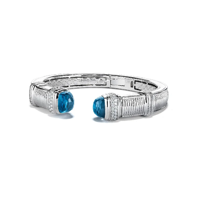 Cassandre Large Bracelet with London Blue Topaz and Diamonds