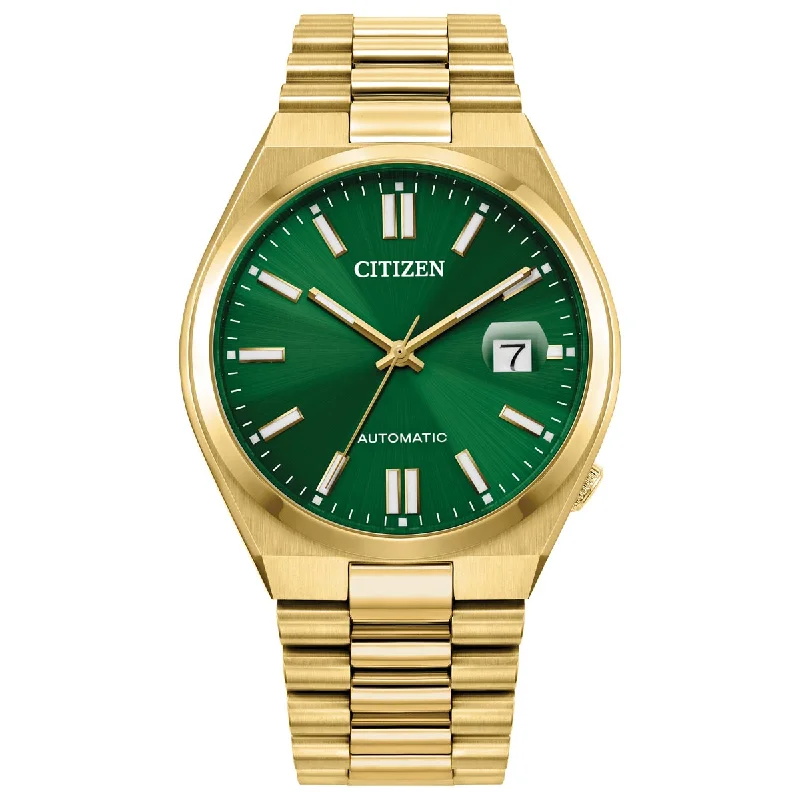 Citizen Tsuyosa Watch with Green Dial and Gold Toned Stainless Steel Bracelet (automatic movement)