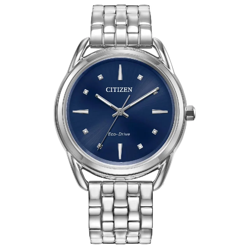 Citizen Womens Watch with Blue Dial and Stainless Steel Bracelet (eco drive movement)