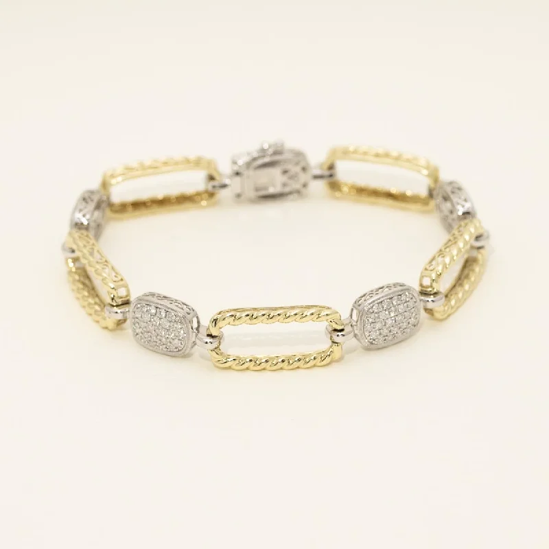 Dabakarov Diamond Link Bracelet in 14kt Yellow and White Gold (1 1/2ct tw)