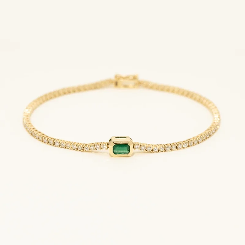 Dabakarov Emerald Tennis Bracelet in 14kt Yellow Gold with Diamonds (1 5/8ct tw)