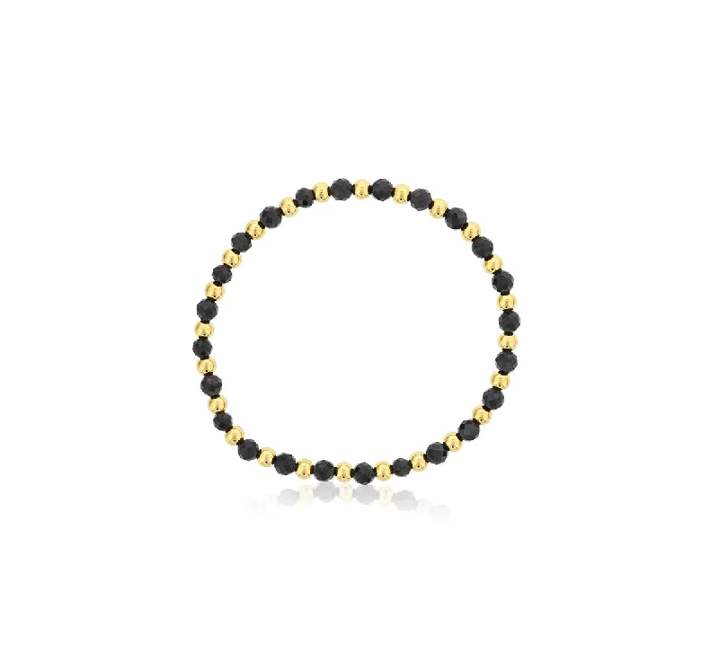 Dee Berkley Black Agate Bead Bracelet in 14kt Gold Filled (4mm bead)