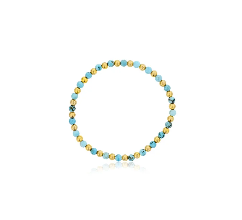 Dee Berkley Blue Howlite Bead Bracelet in 14kt Gold Filled (4mm beads)