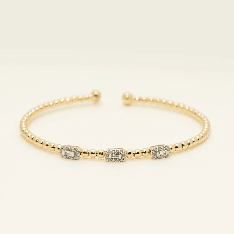 Diamond Flexible Cuff Bracelet in 10kt Yellow Gold (1/4ct tw)