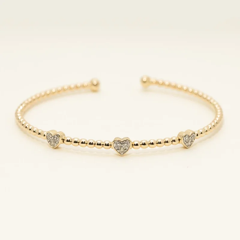 Diamond Heart Flexible Bracelet in 10kt Yellow Gold (1/4ct tw)