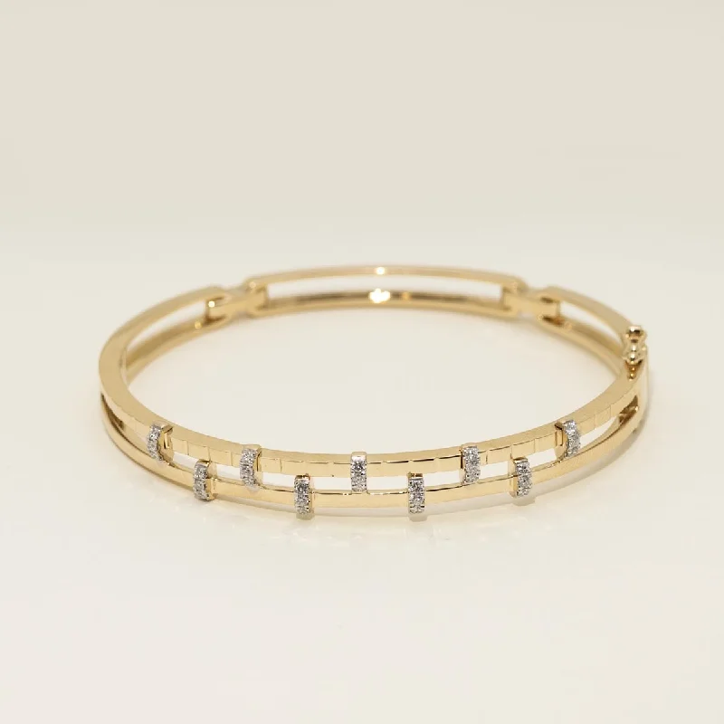 Diamond Two Row Bangle Bracelet in 14kt Yellow Gold (1/3ct tw)