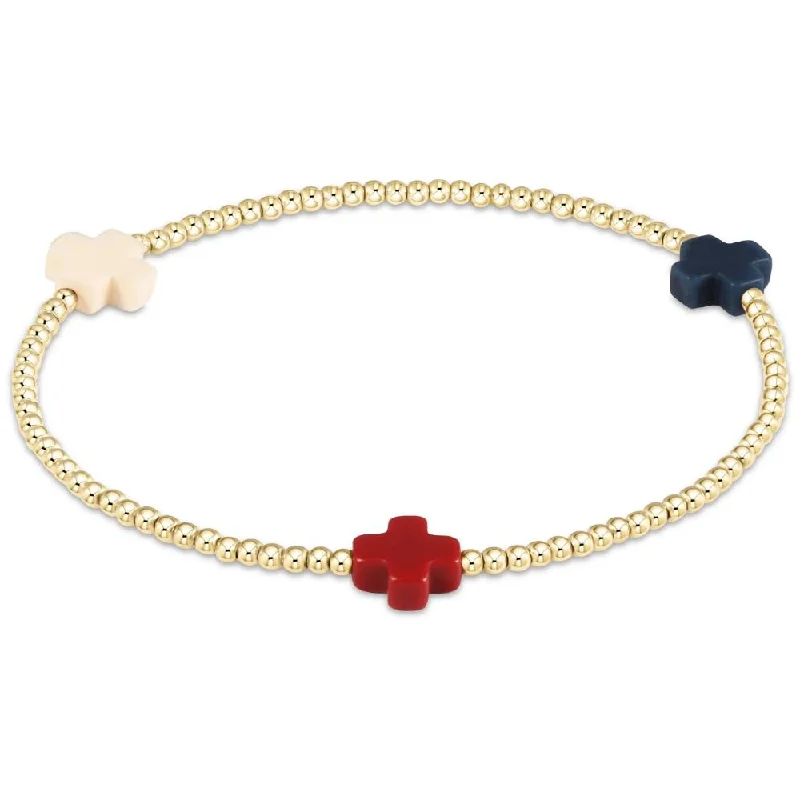 enewton 6.25" Signature Cross 2mm Bead Bracelet - Firecracker 2024 Fourth of July