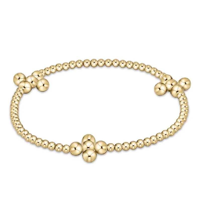 enewton 6.25" Signature Cross Gold Pattern 2.5mm Bead Bracelet - Classic Beaded Signature Cross Gold - 4mm Bead Gold