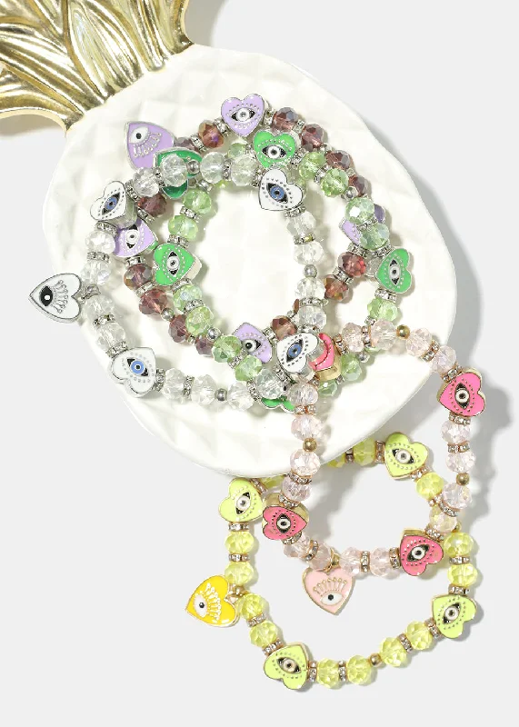 Heart with Evil Eye Charm Bracelet