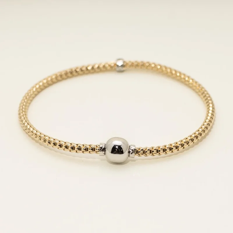 Italian Woven Bracelet in 14kt Yellow Gold with 14kt White Gold Accents