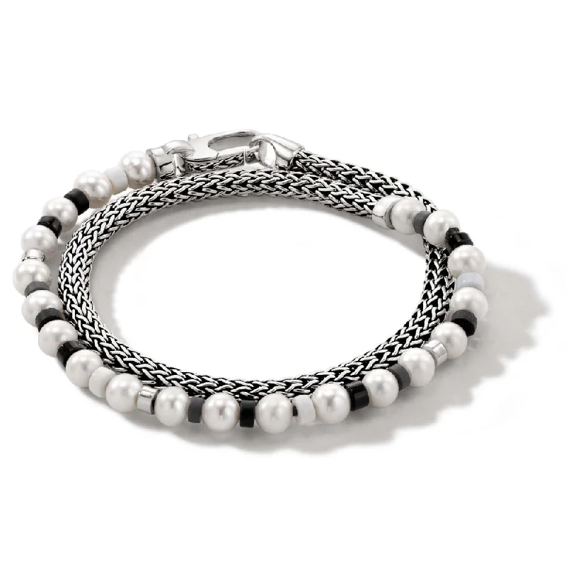 John Hardy Colorblock Pearl Wrap Bracelet w/ Black Onyx