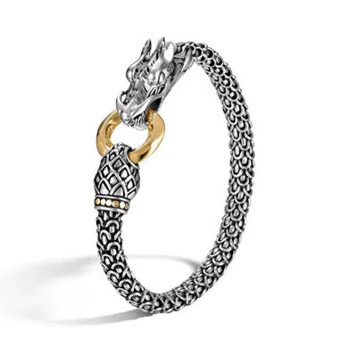 John Hardy Naga Station Bracelet in Sterling Silver and 18kt Yellow Gold (6mm)