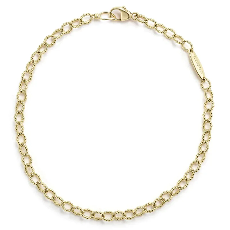 Lagos Signature Caviar 18k Gold Petite Link Bracelet