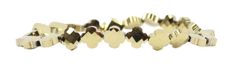 Metallic Gold Clover Stacker Stretch Bracelet