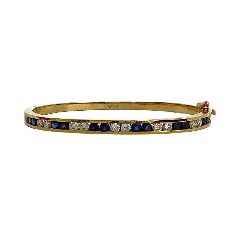 Montclair 18K Gold Hinged Bracelet with Diamonds and Sapphire