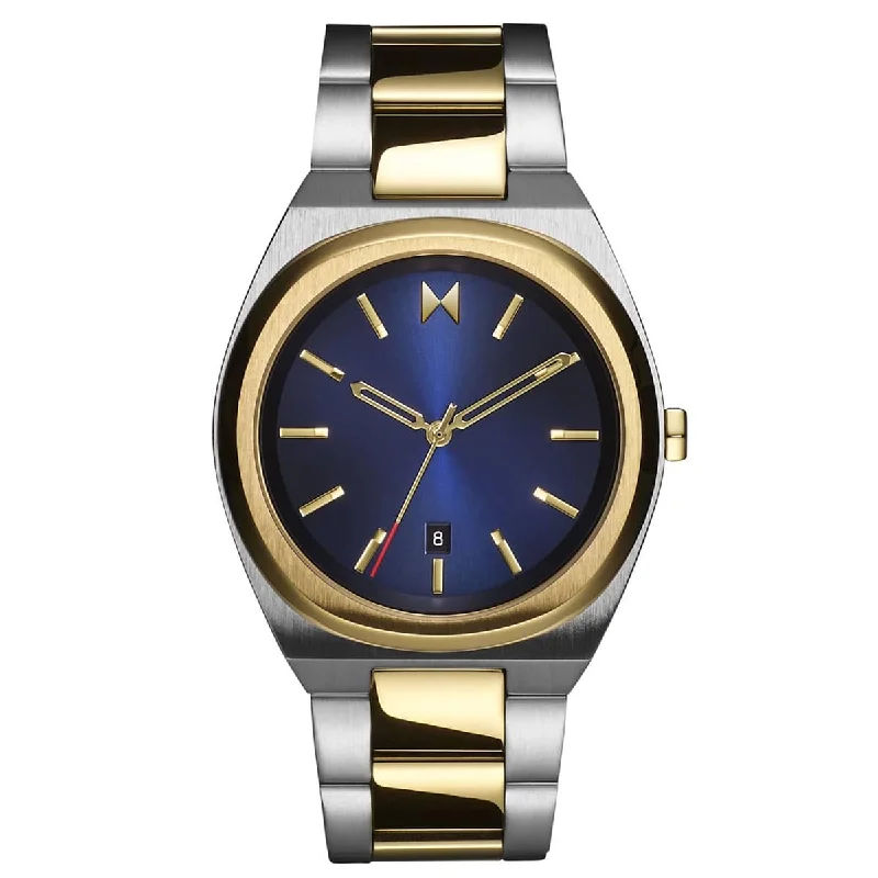 MVMT Odyssey II Mens Watch with Blue Dial and Stainless Steel with Yellow Gold Tone Bracelet (quartz movement)