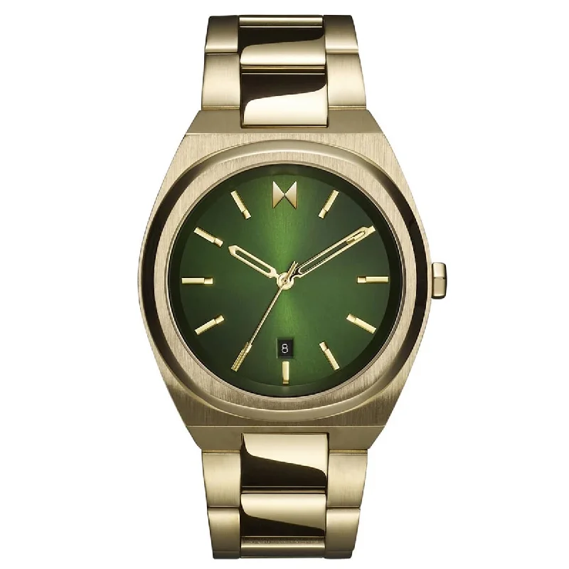 MVMT Odyssey II Mens Watch with Green Dial and Yellow Ion Plated Steel Bracelet (quartz movement)