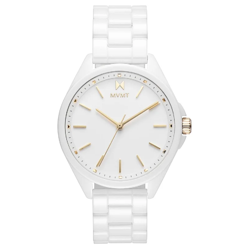 MVMT Coronada Womens Watch with White Dial and White Ceramic Bracelet (quartz movement)