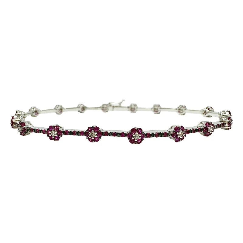 Natasha 18K White Gold Bracelet with 162 Rubies and 18 Diamonds