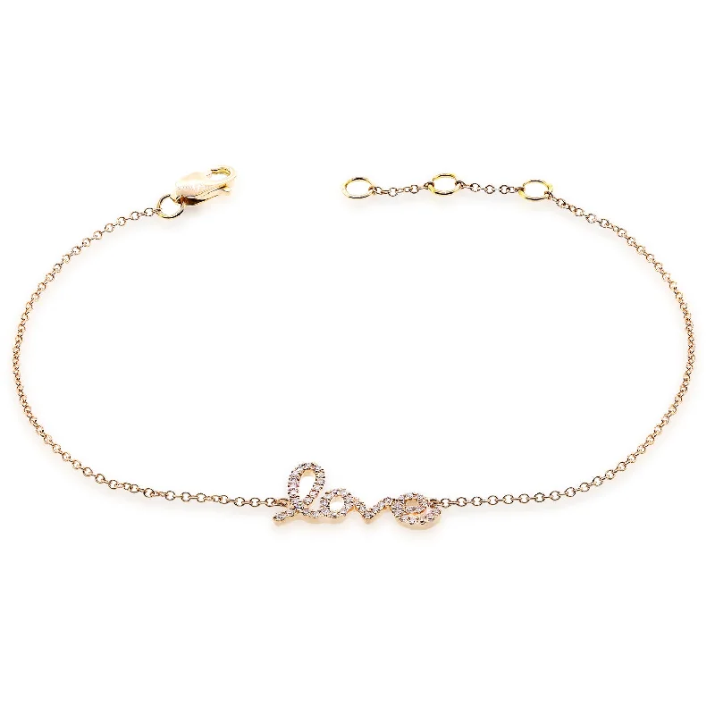 OKGs Collection 14K Gold Love Chain Bracelet with Dazzling Diamonds