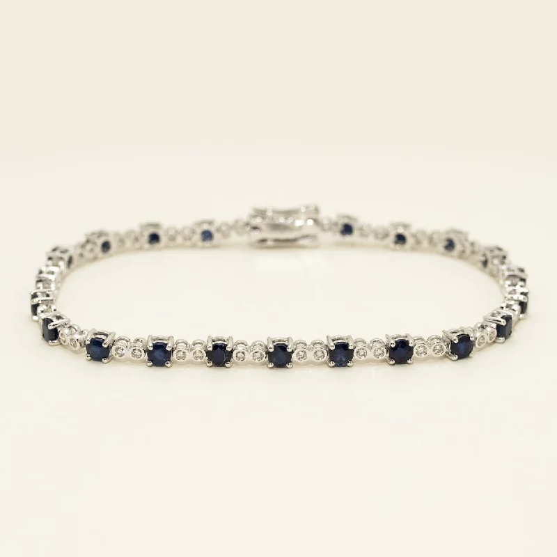 Sapphire and Diamond Bracelet in 14kt White Gold (3/4ct tw)