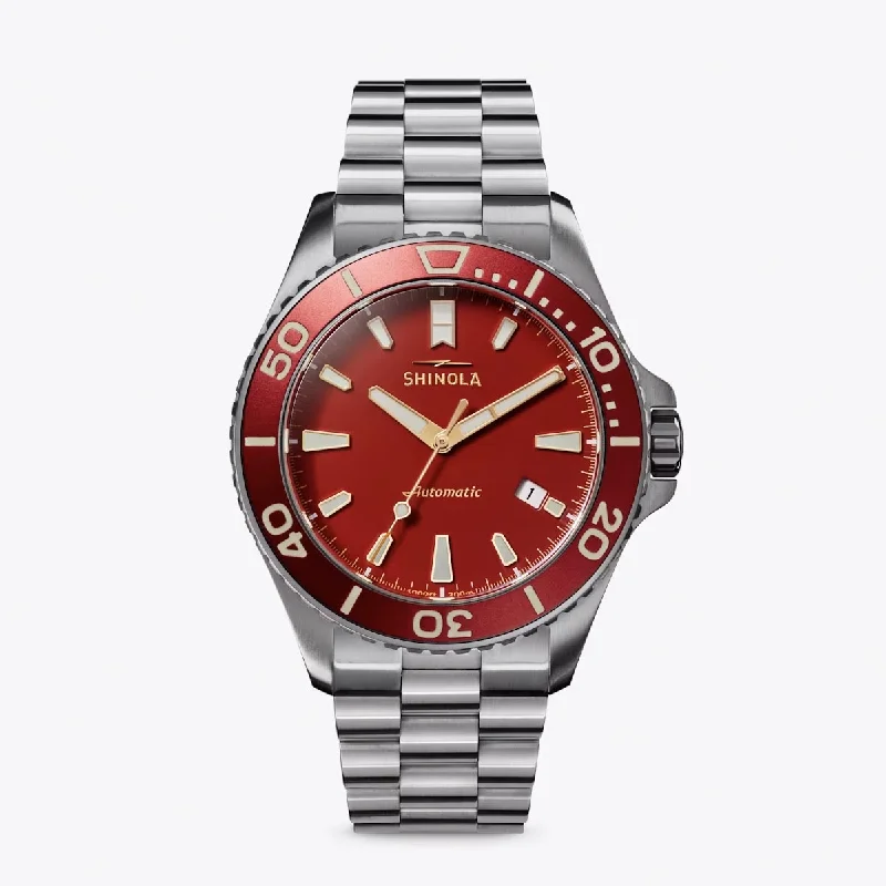 Shinola Lava Lake Monster with Red Dial and Titanium Bracelet (automatic movement)