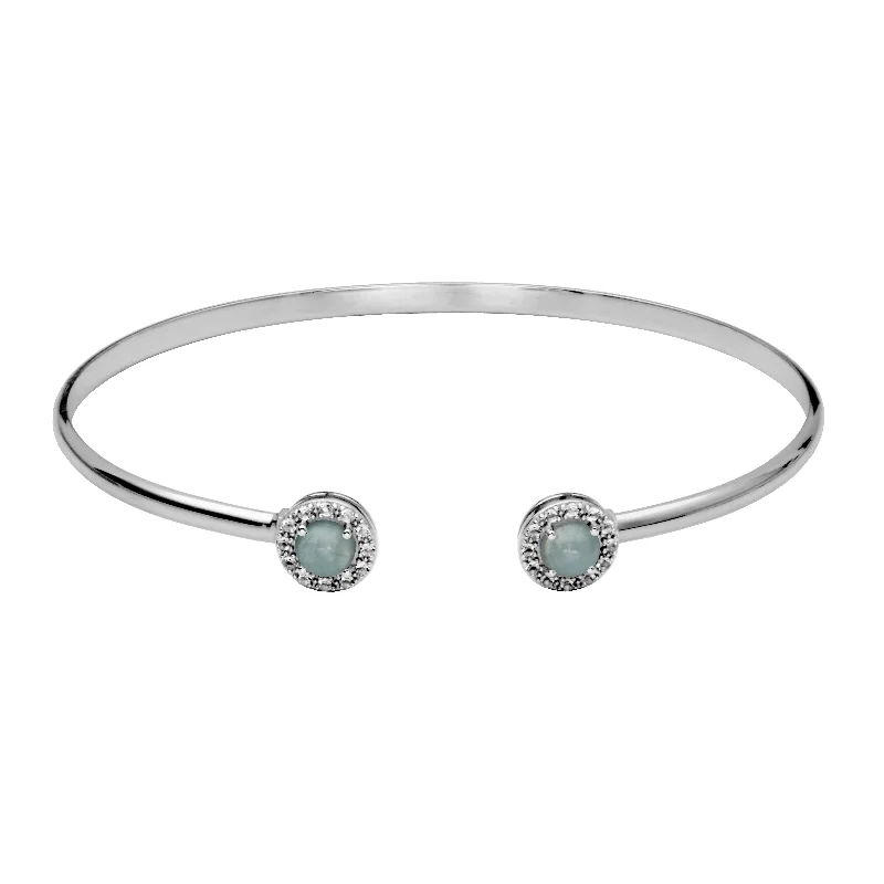 Sterling Silver Aquamarine White Topaz Cuff Bracelet