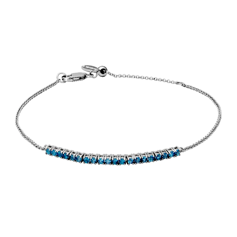 Sterling Silver Blue Topaz Adjustable Bracelet