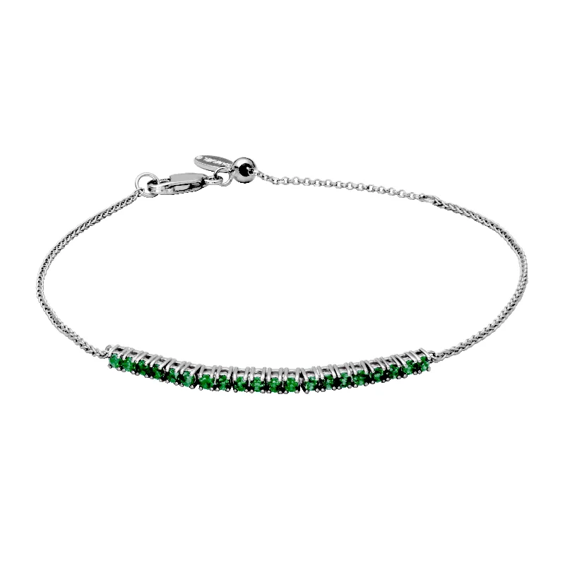 Sterling Silver Emerald Adjustable Bracelet