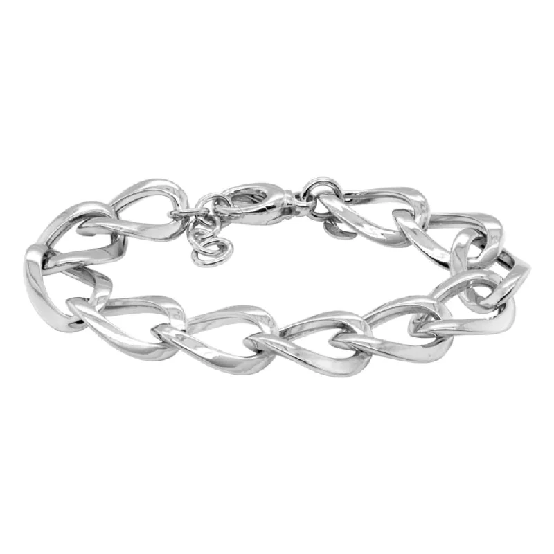 Sterling Silver Oval Cable Link Bracelet, 8-9"